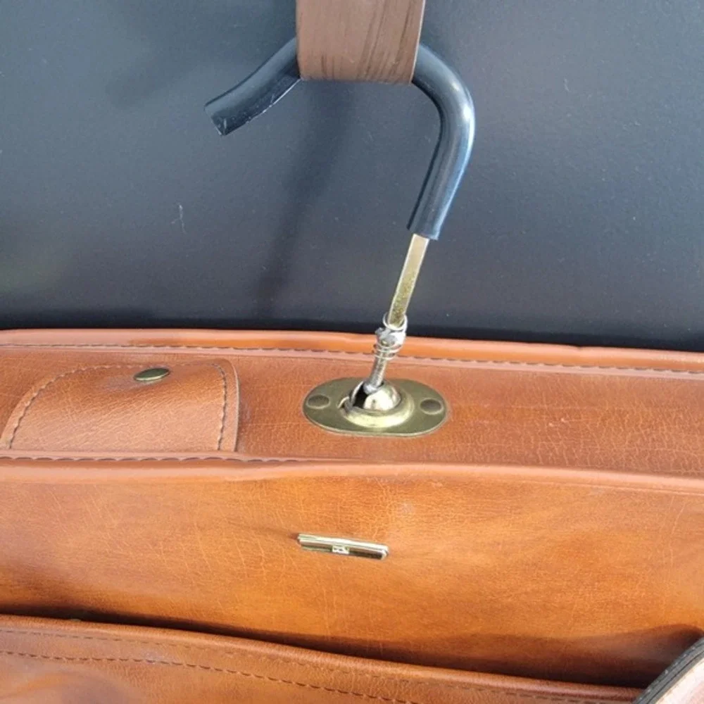 Vintage‎ Airway Luggage Garment Bag Leather Trim Suit Carrier Travel Luggage